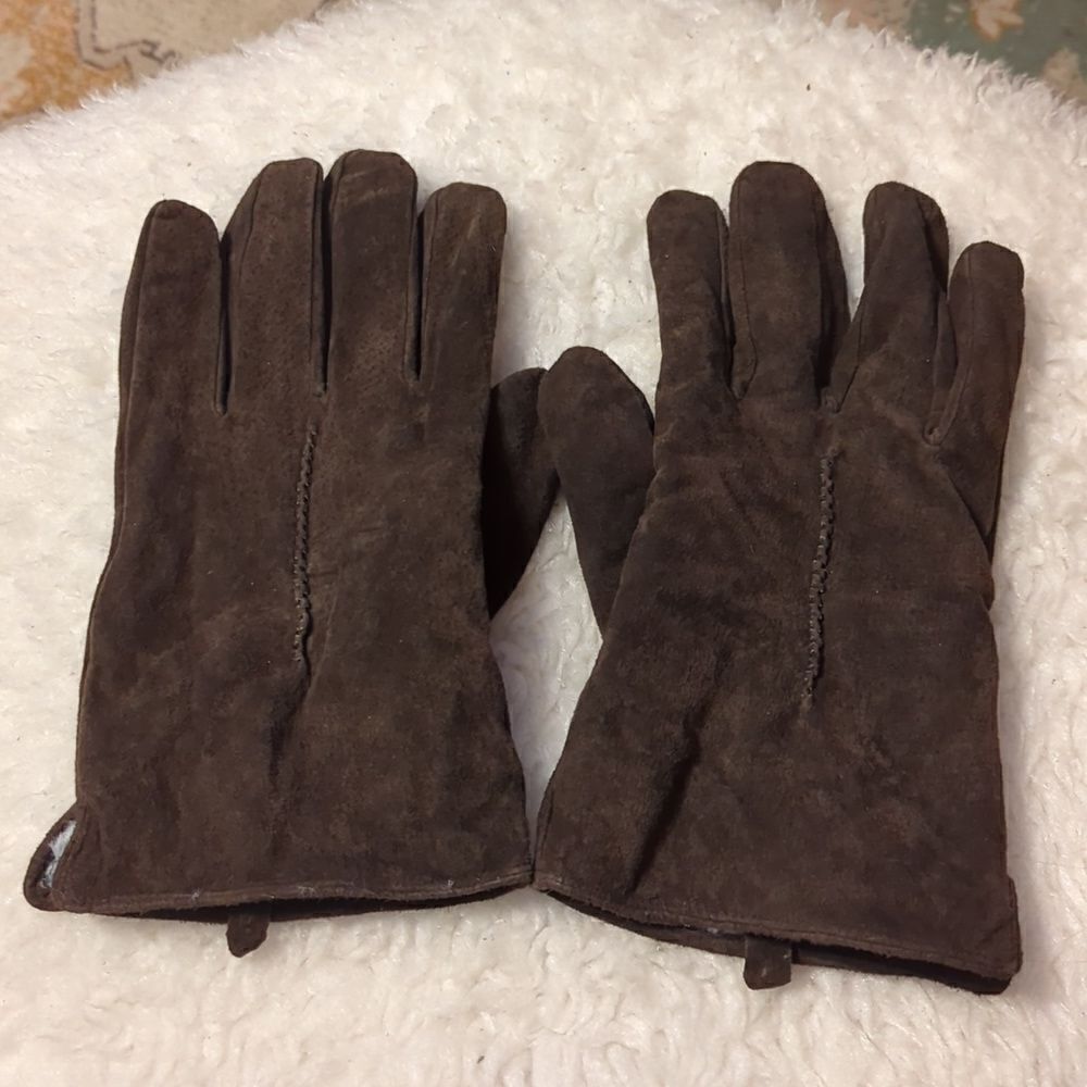 ‎Brown Suede soft fur Lined Gloves